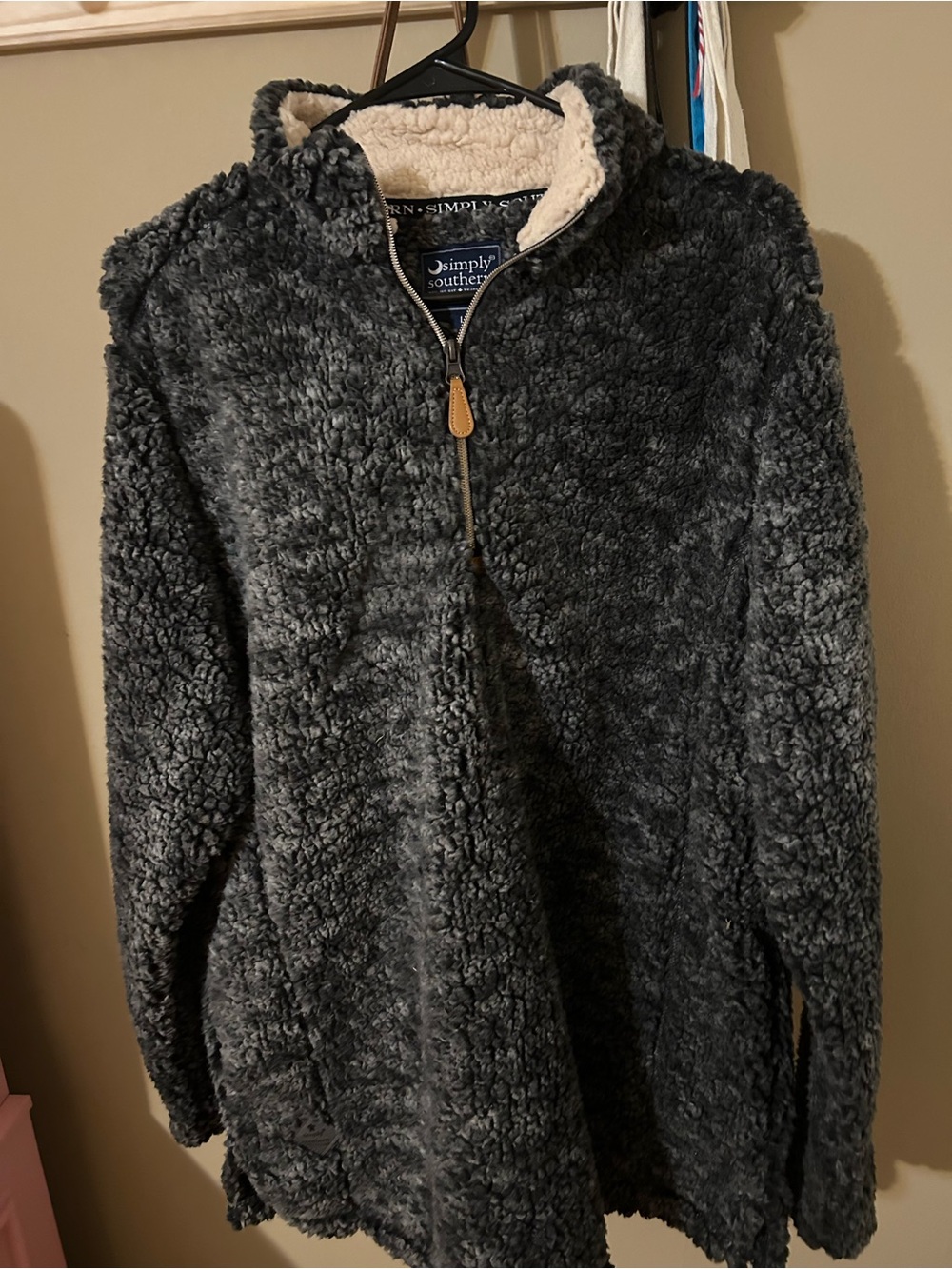 Simply Southern Dark Gray Sherpa Jacket with Cream Lining